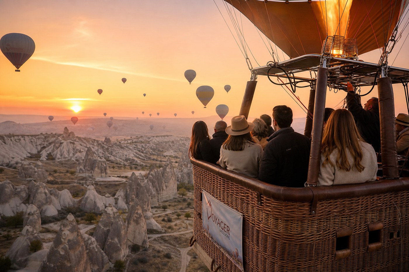 Premium balon uçuşu panoramik manzara